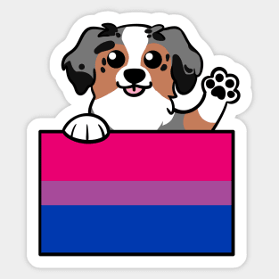 Love is Love Puppy - Blue Merle - Bi Pride Flag Sticker